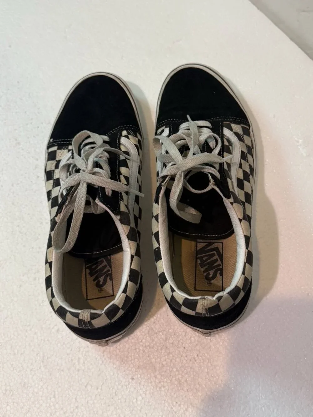 Vans Old Skool Checkerboard Sneakers Skating PopCush Black/White Men's Size 10